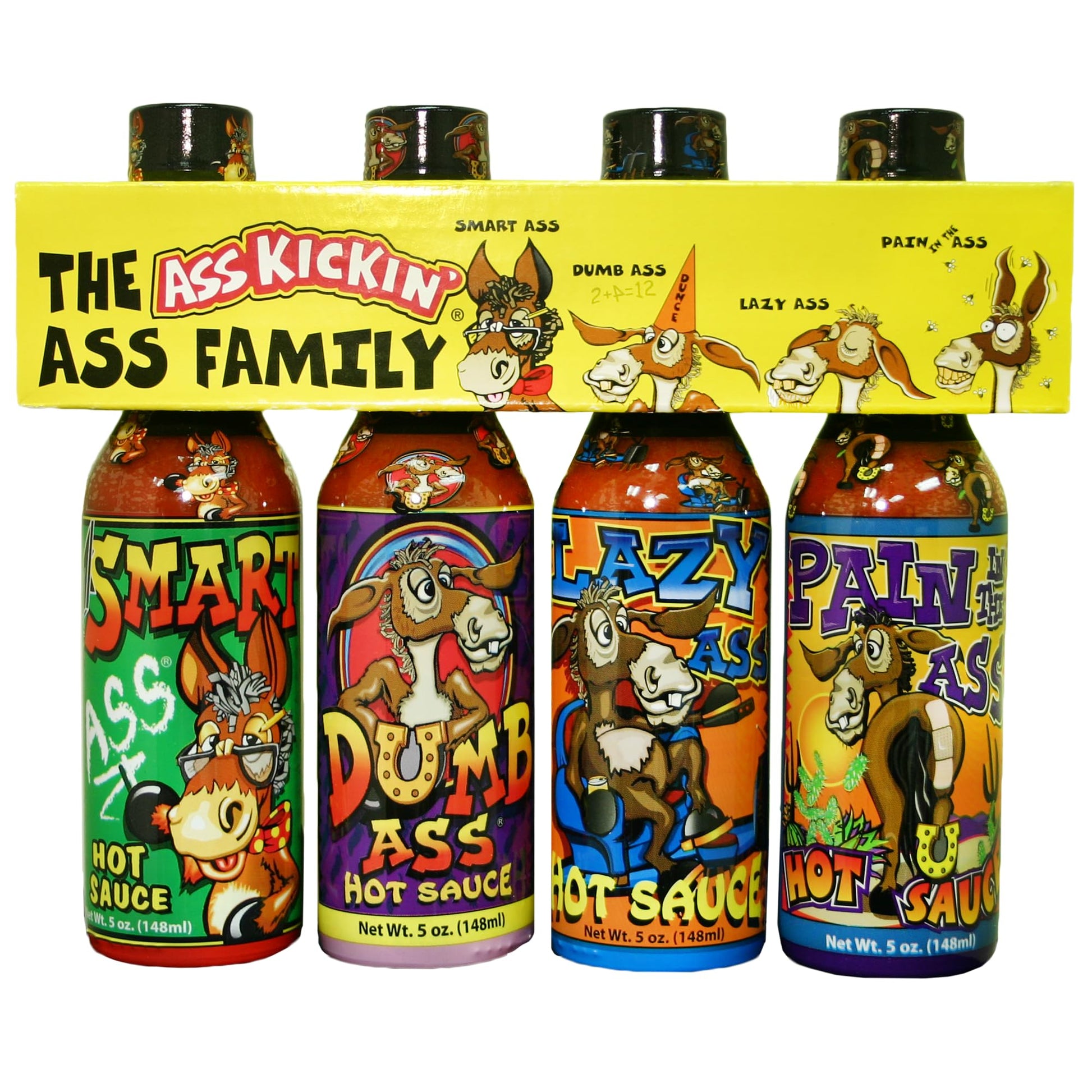 ASS KICKIN Hot Sauce Gourmet Gift Set - 5oz. Pack of 4 - Perfect for Hot Sauce Fans