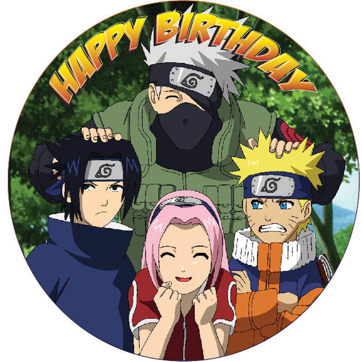 HAPPY CHOICES Edible Cake Toppers – Anime Ninja Design, 7.5 Inch, Red, 1 Count