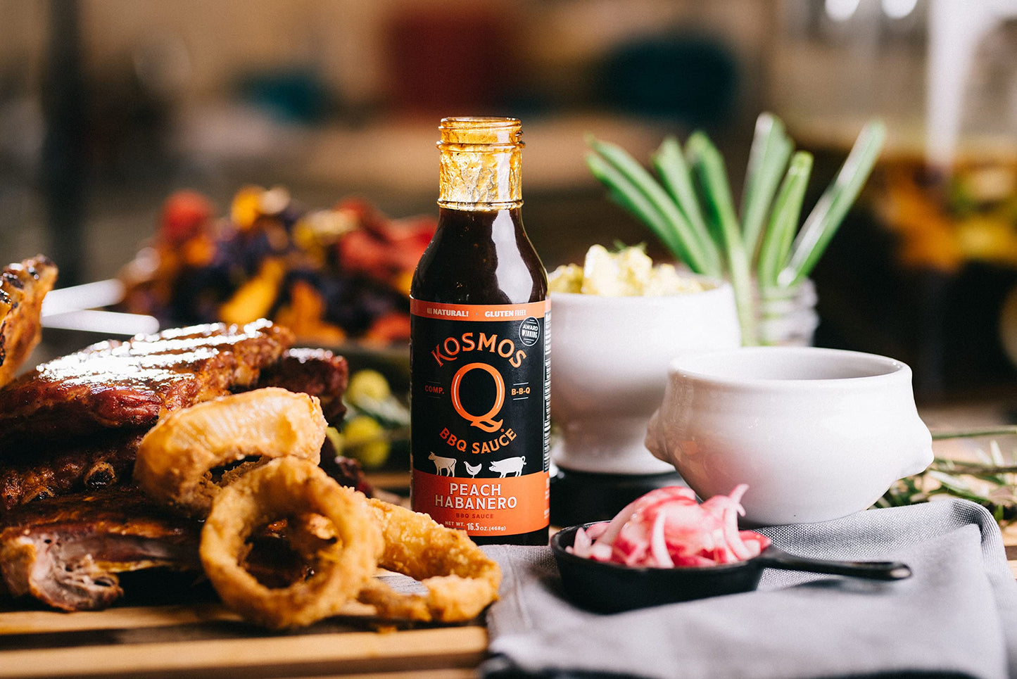 Kosmos Q Peach Habanero BBQ Sauce - 15.5 Oz Bottle for BBQ & Marinades w/ Sweet and Spicy Flavor - Thick Barbecue Sauce for Tend