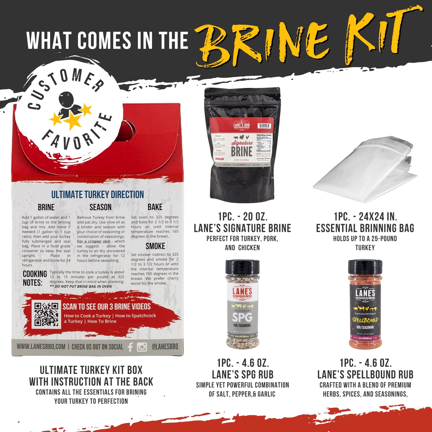 Lanes Ultimate Turkey Brine Kit With Bag & 1 Spellbound And 1 Spg Seasoning, 100% Natural, No Preservatives, No-Msg, Gluten-Free