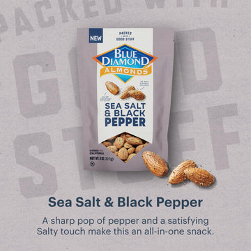 Blue Diamond Almonds, Premium Sea Salt And Black Pepper Flavored Snack Nuts Perfect Mix For Lunches Or On-The-Go For Healthy Sna