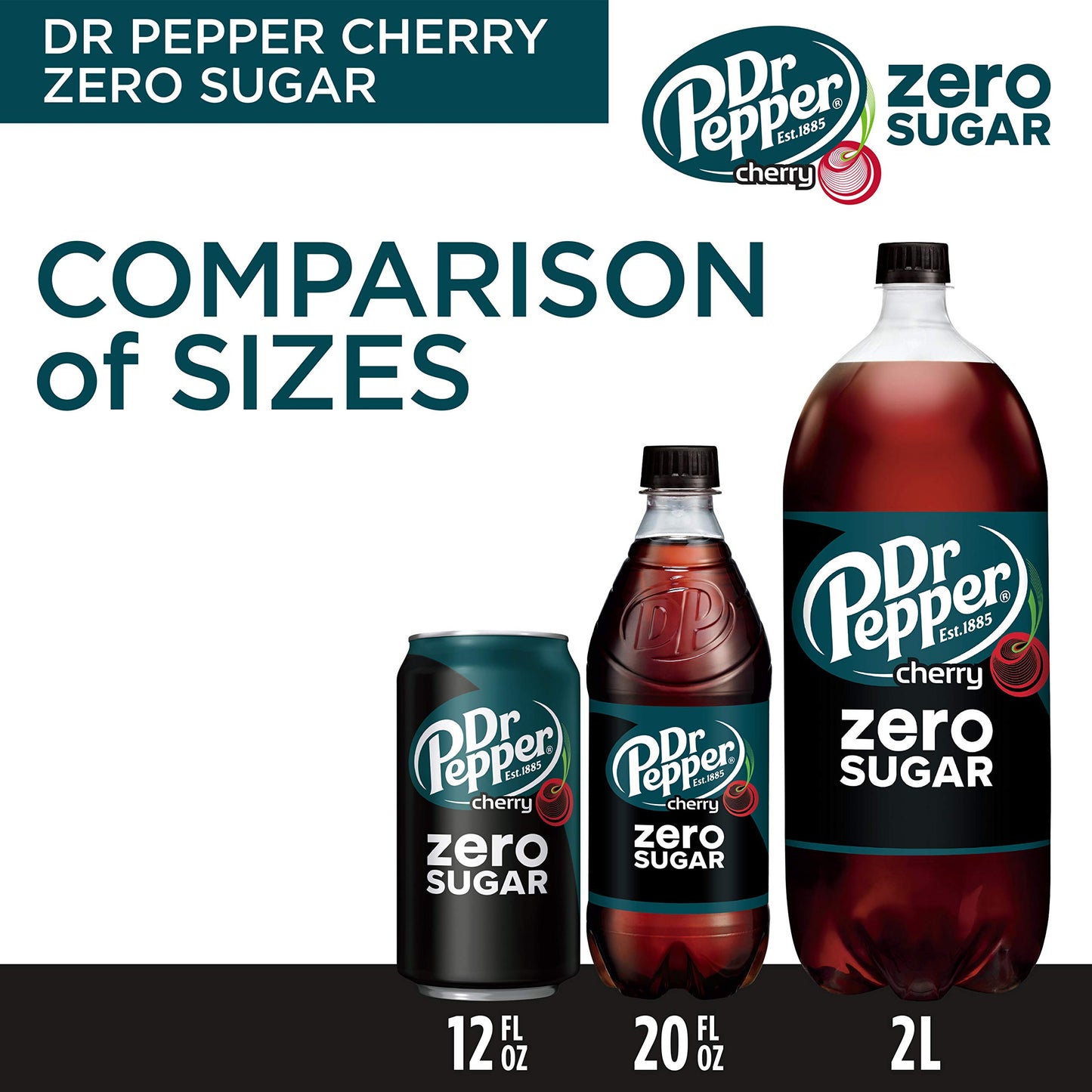 Dr Pepper Zero Sugar Cherry Soda, 12 Fl Oz Cans, 12 Pack - Refreshing Cherry Flavor, No Sugar Added