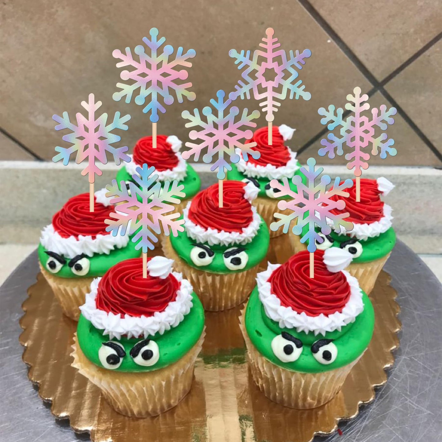 24 Pcs Snowflake Cupcake Toppers Glitter Frozen Snowflake Cupcake Picks Winter Wonderland Cake Decorations For Baby Shower Kids