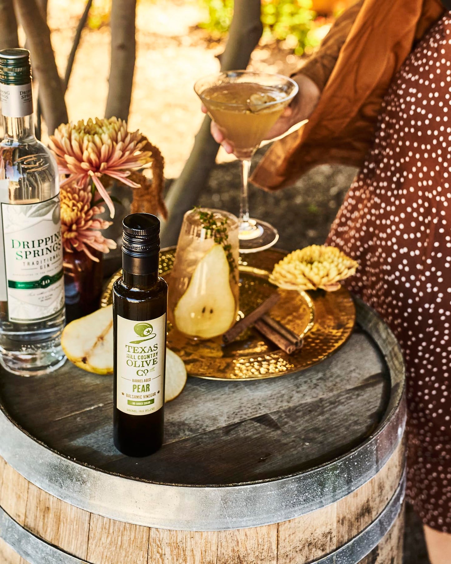 Texas Hill Country Olive Company Pear Balsamic Vinegar - Gourmet Barrel Aged - 8.45 Fl Oz - No Artificial Flavors or Added Sugar