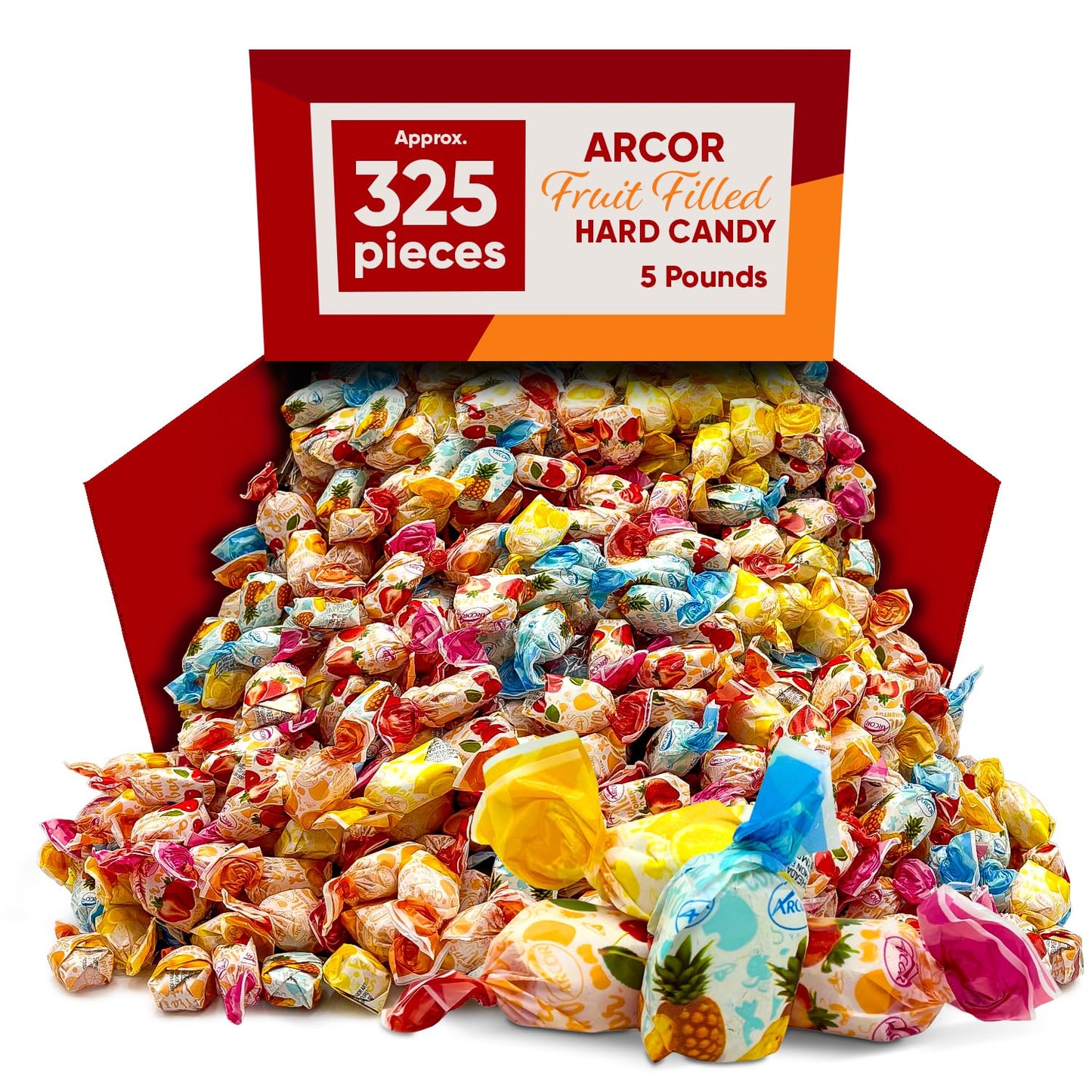 Fruit Filled Candy - Hard Bulk Candy - 5 Pounds Approx 325 Pieces