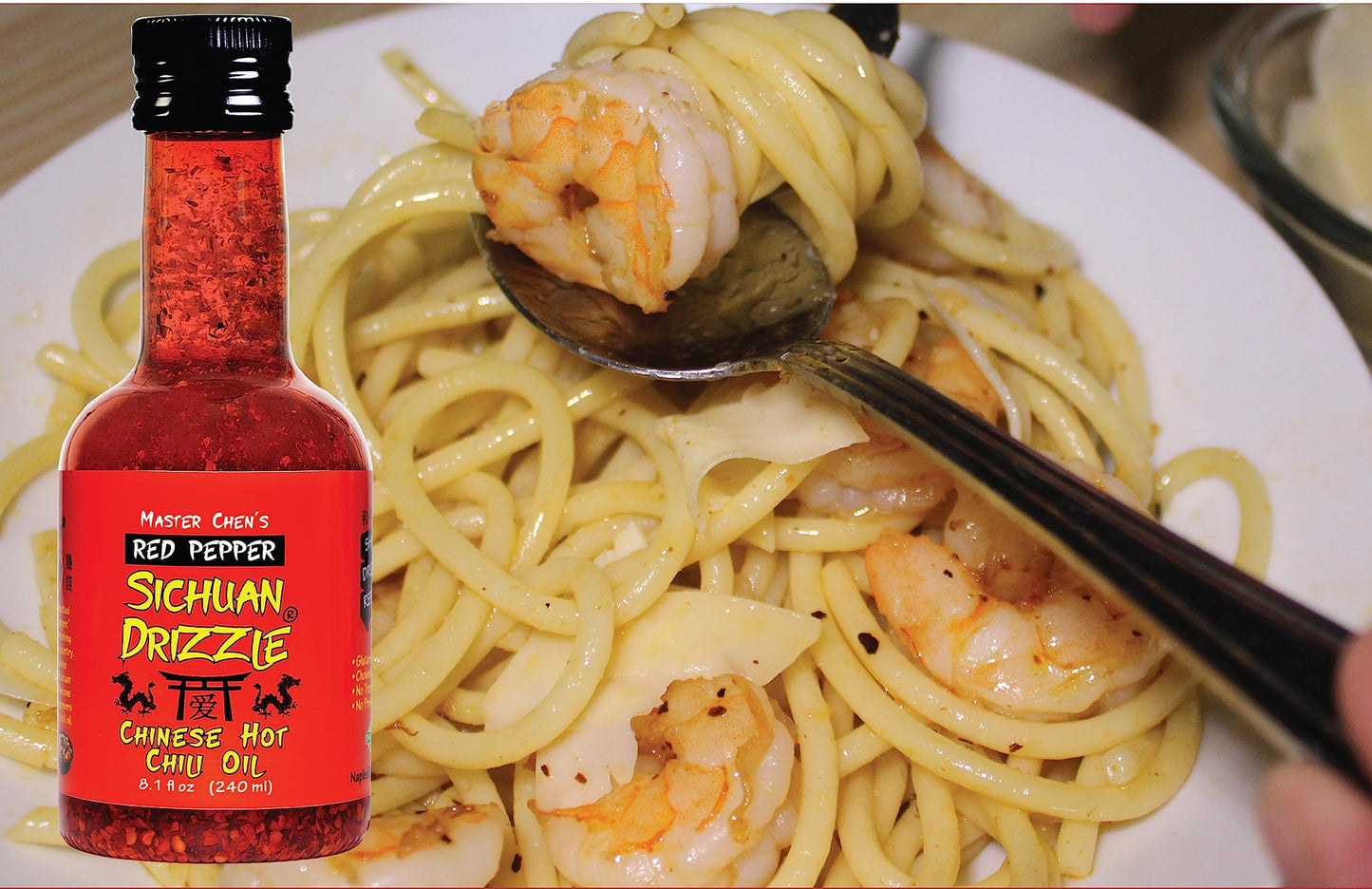 Sichuan Drizzle Chinese Chili Oil -- Condiment & Ingredient, Premium EVOO with Hot Chili Flakes, Rice & Noodles' Condiment, Vega