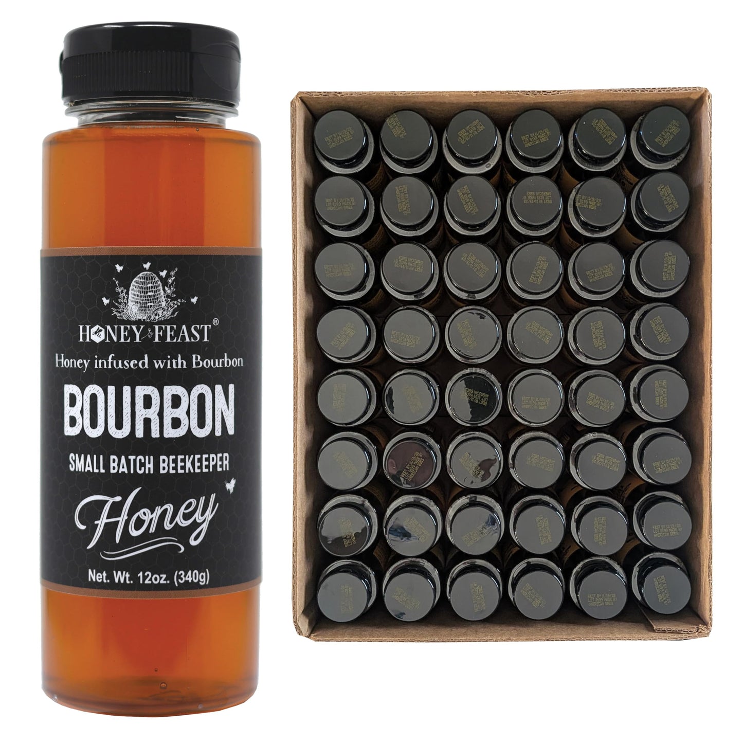 Honey Feast Flavor Blend Honey 12Oz (Pack Of 48) | Artisan Raw Honey With Flavor Blend Infusion | Specialty Flavor For Gourmet Lovers | Distinctive Gift Set