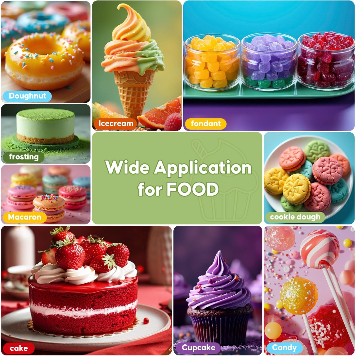 Food Coloring Set For Cake Decorating - 12Ml X 6 Color Food Grade Vibrant Food Dye Tasteless Liquid Color For Baking Easter Egg