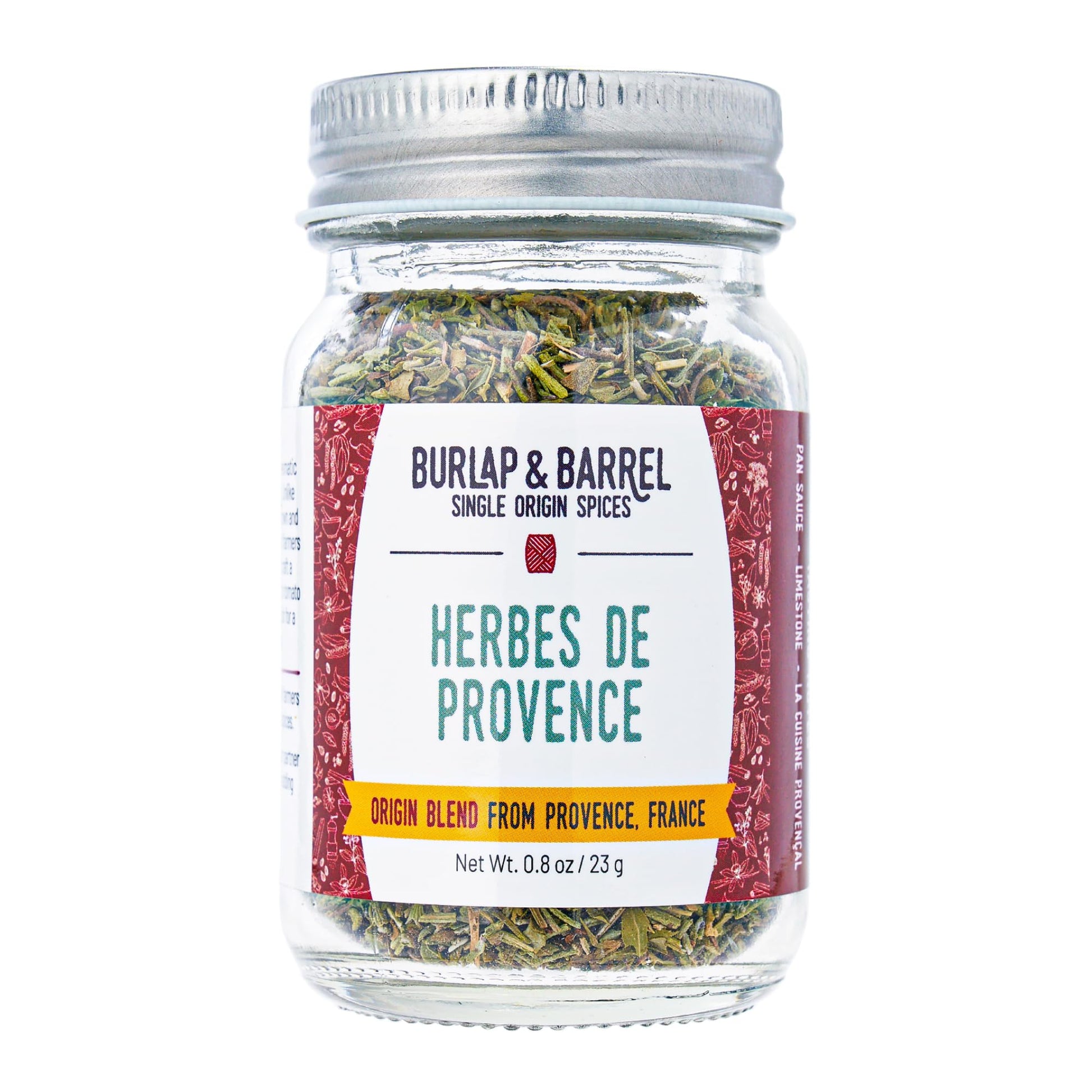 Burlap & Barrel Herbes De Provence - Iconic Herb Blend Grown & Blended In France - Herbes De Provence Seasoning - As Seen On Marine Theme Tank - 0.8Oz Glass Jar