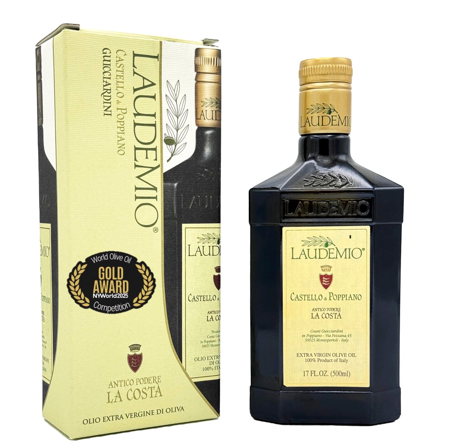WellEatable Extra Virgin Olive Oil, Laudemio Poppiano, High Polyphenols, 16.9 Fl Oz, Early Harvest, Frantoio Monovarietal, Green