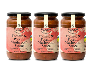 Delicious & Sons - Organic Italian Tomato & Porcini Mushroon Pasta Sauce 18.70 oz (Pack of 3)- Non-GMO - Gluten-free - Vegetaria