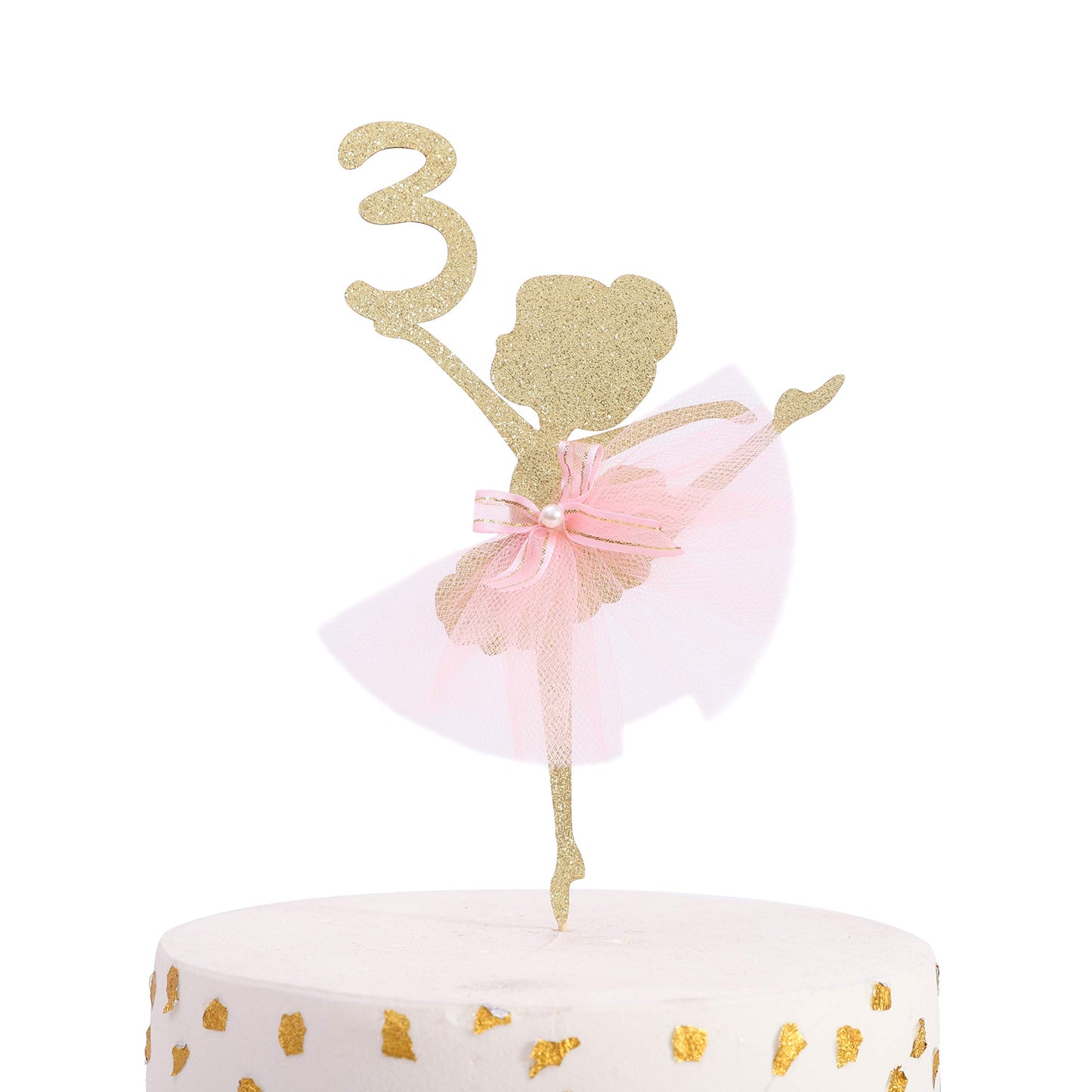 Ballet Cake Topper 1 To 5 Years Old - Ballerina, Birthday Party Decoration, Dancing Princess, Studio Photo Props (Ballerina 3)