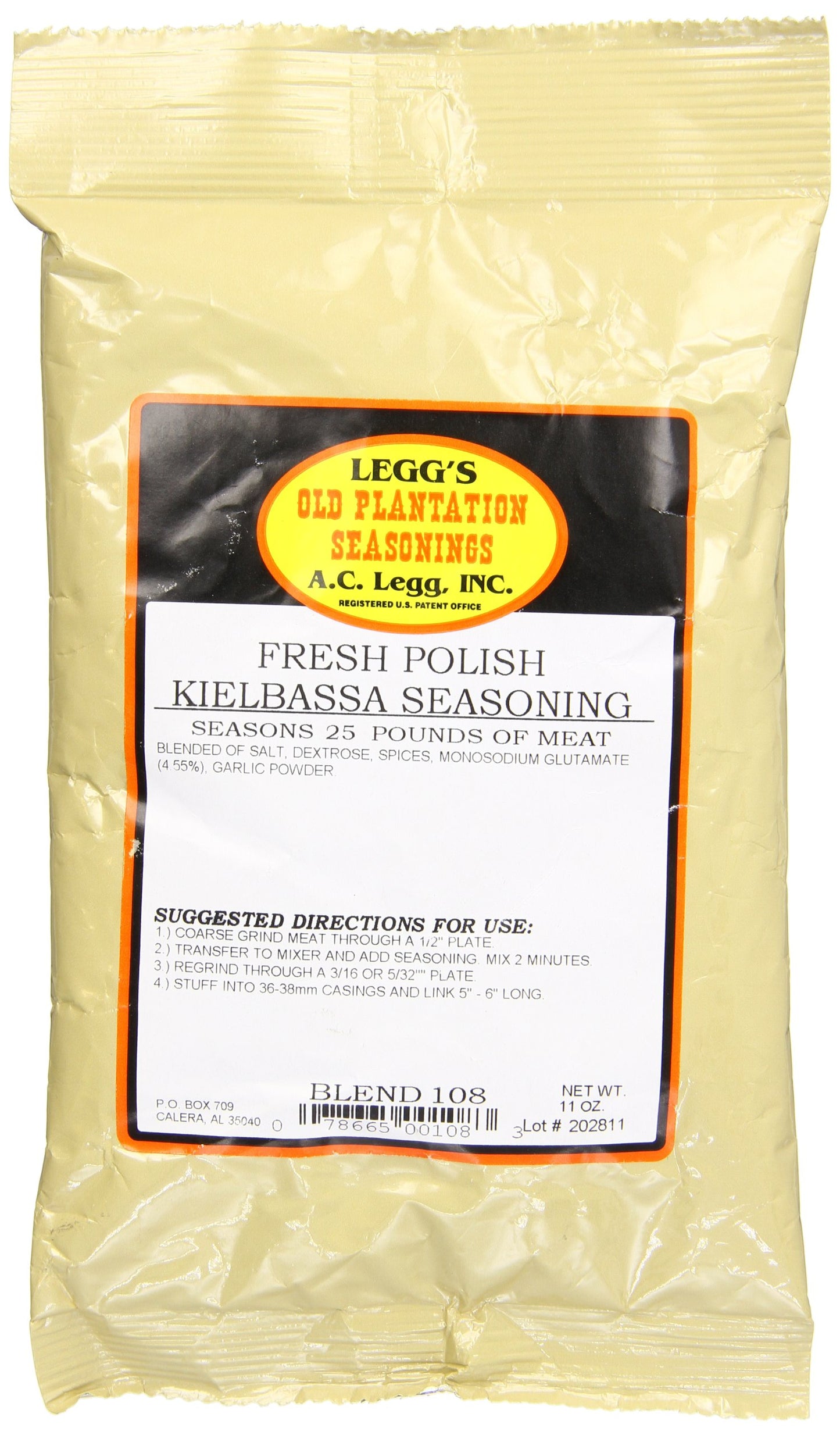 Old Plantation A.C. Legg Fresh Polish Kielbasa Seasoning, 11 Ounce, Pack of 1