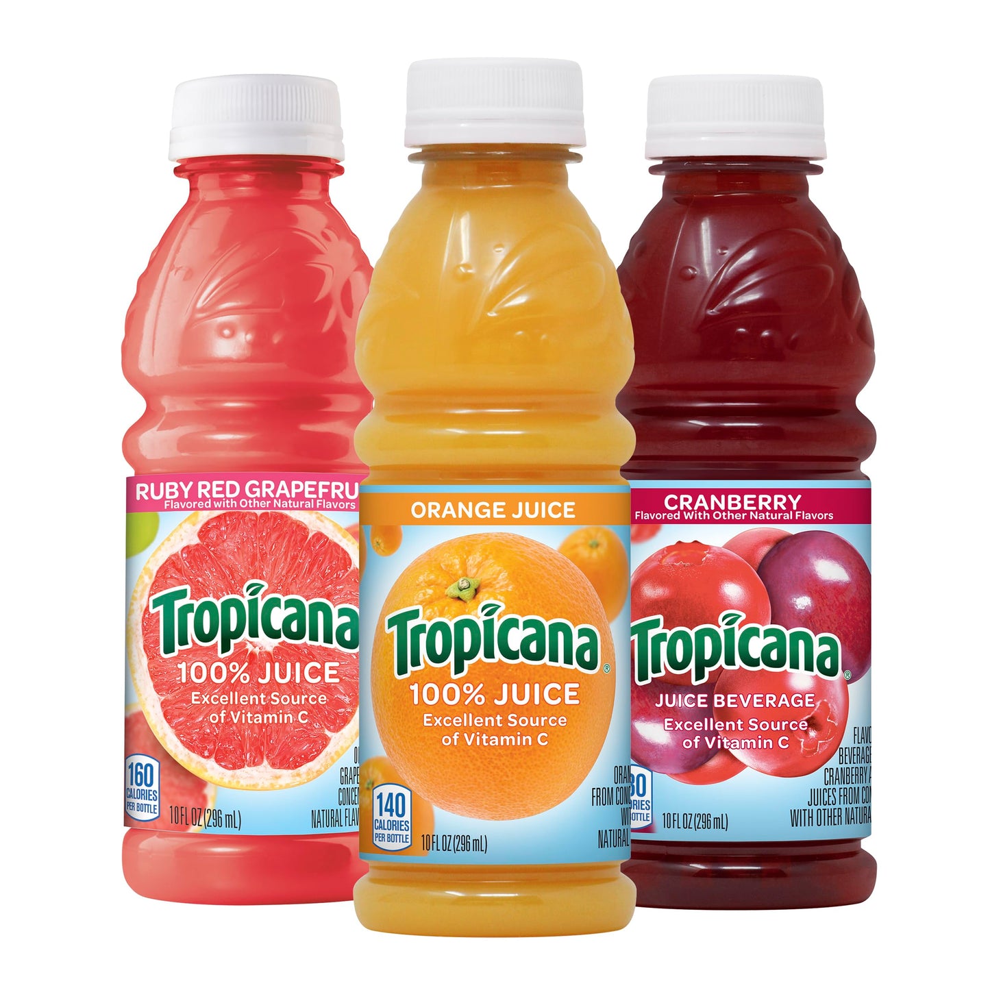Tropicana Juice Beverage, 3-Flavor Variety Pack, 10 Fl Oz (Pack Of 24) Cranberry Beverage, Orange Juice, Ruby Red Grapefruit Jui