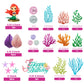 24Pcs Mermaid Cake Topper Under The Sea Cake Topper With Ariel Model Palm Leaves Sea Animals And Balls Topper For Little Mermaid