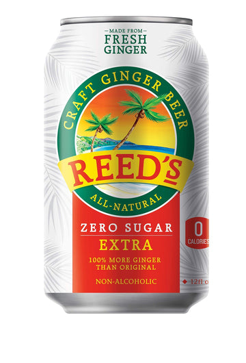 Reeds Zero Sugar Extra Ginger Beer, All Natural Keto Soda, 12 Fl Oz (Pack of 4)