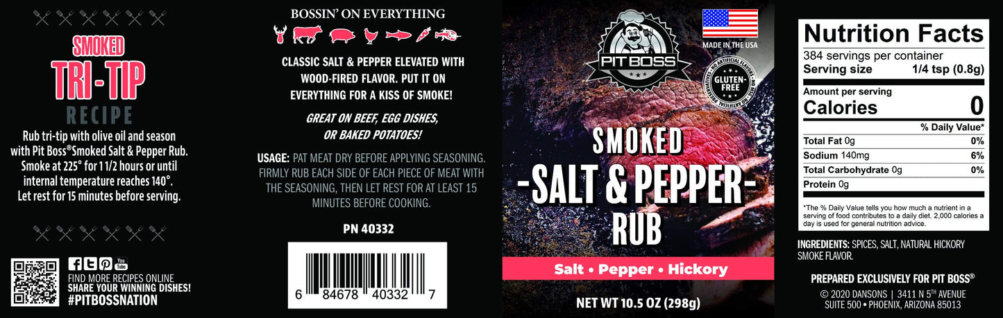 Pit Boss Smoked Salt & Pepper Rub Grill Spices, Multicolored