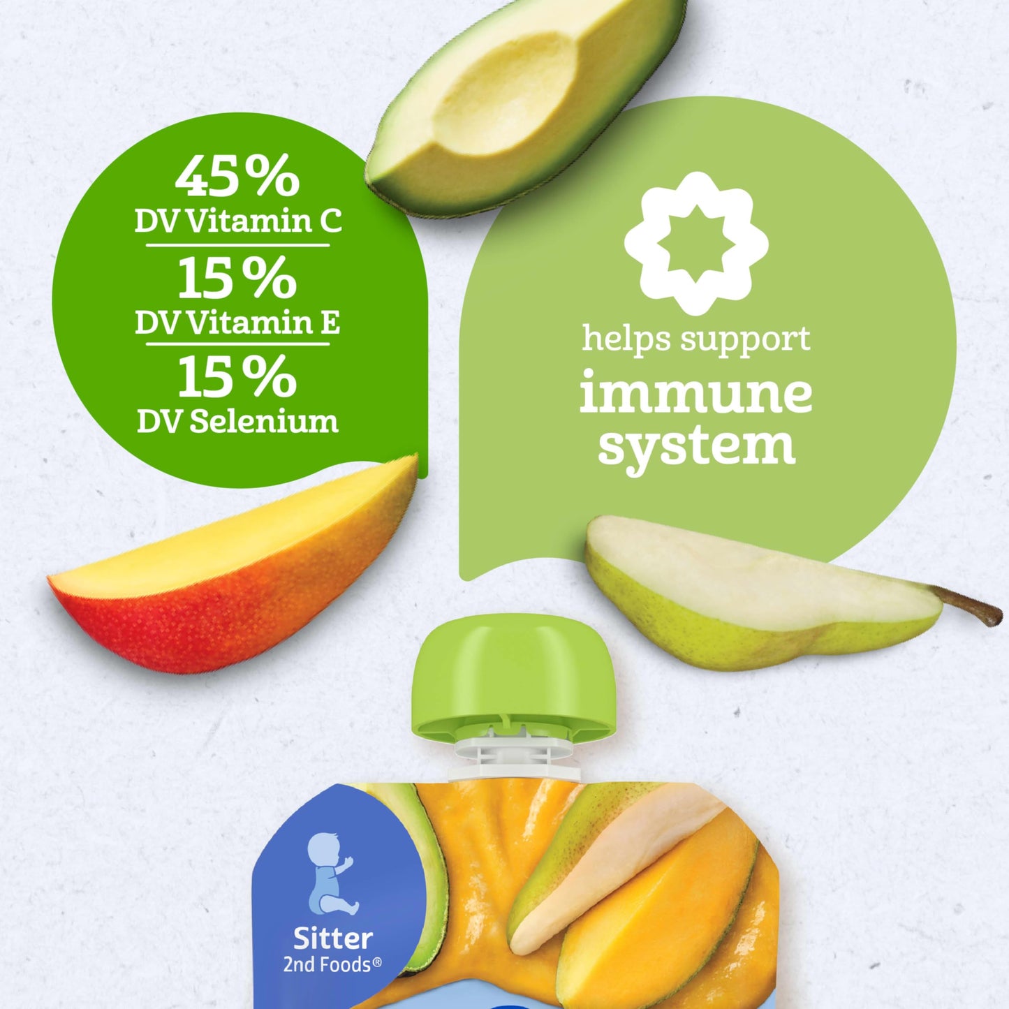 Gerber Purees Foods Organic Pear Mango Avocado, 3.5 Oz Pouch