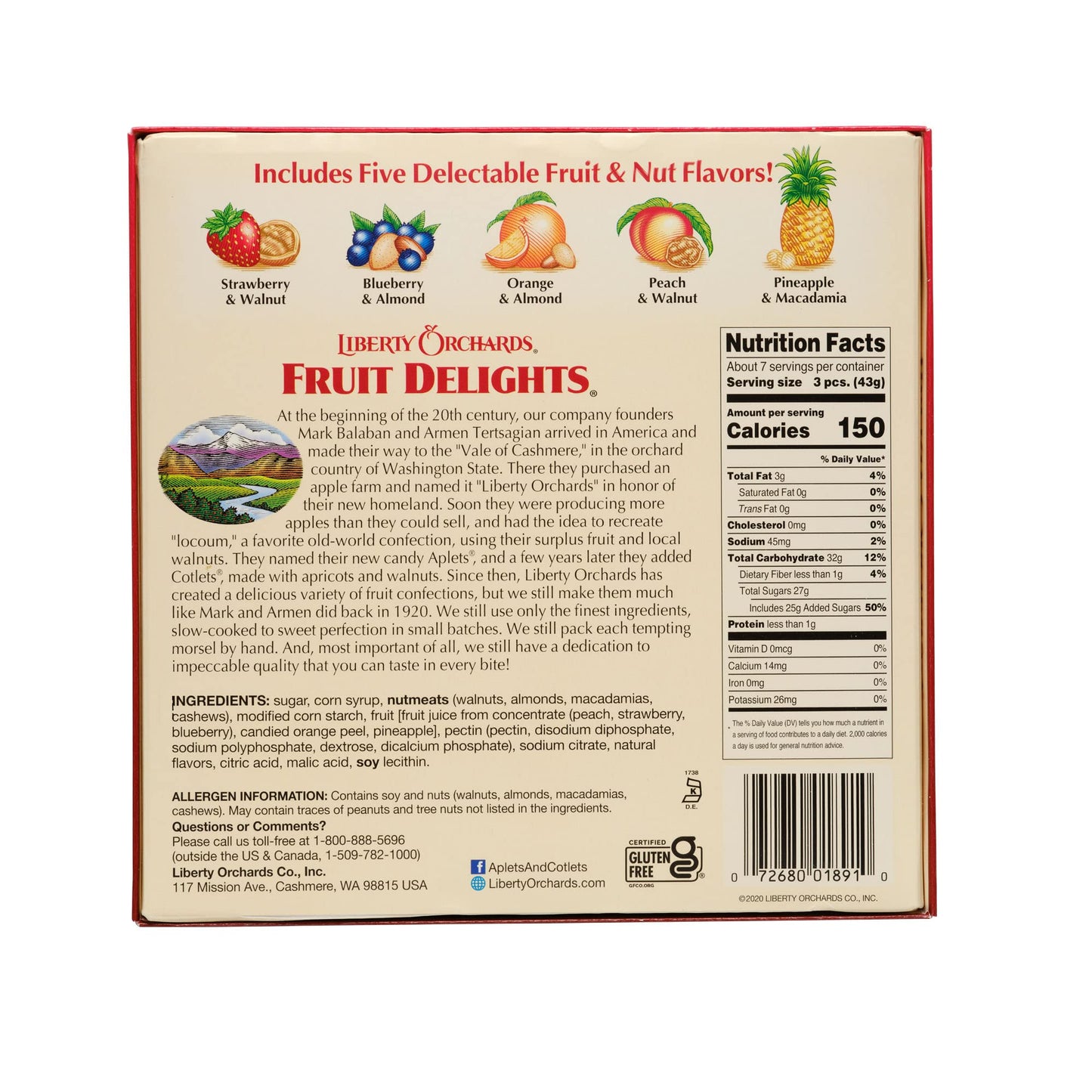 Liberty Orchards, Fruit Delights - Assorted Vegan Fruit And Nut Candies, Turkish Delight Gourmet Snack 10 Oz.