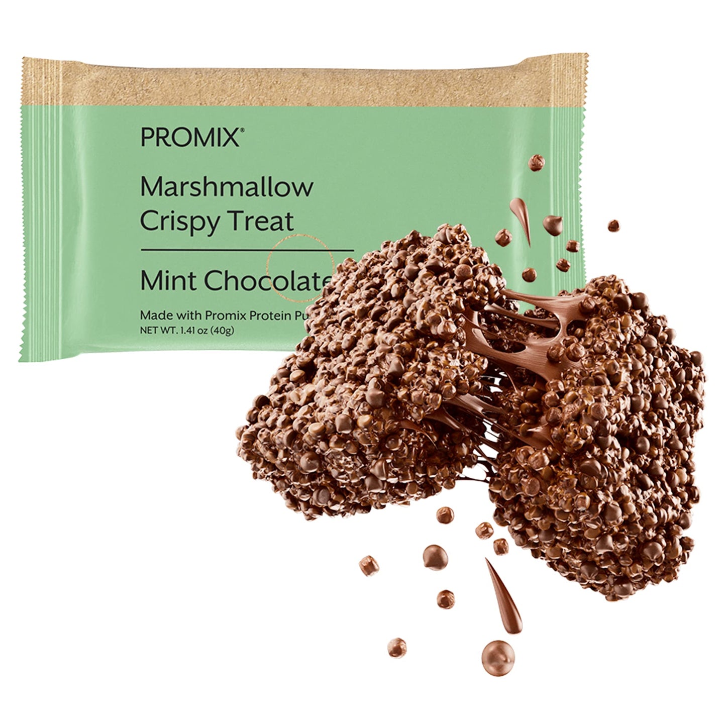 Promix Protein Puff Bars, 12-Pack - Mint Chocolate- Marshmallow Crispy Treat - Great Tasting & Healthy On The Go Snack - High Protein & Low Calorie - Non-Gmo & Free From Gluten, Soy, & Corn