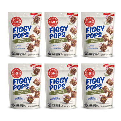 Made In Nature Organic Figgy Pops, Cranberry Pistachio, 4.2 Ounce (Pack of 6) - Unbaked Fruit & Nut Energy Bites, Non-GMO, Glute