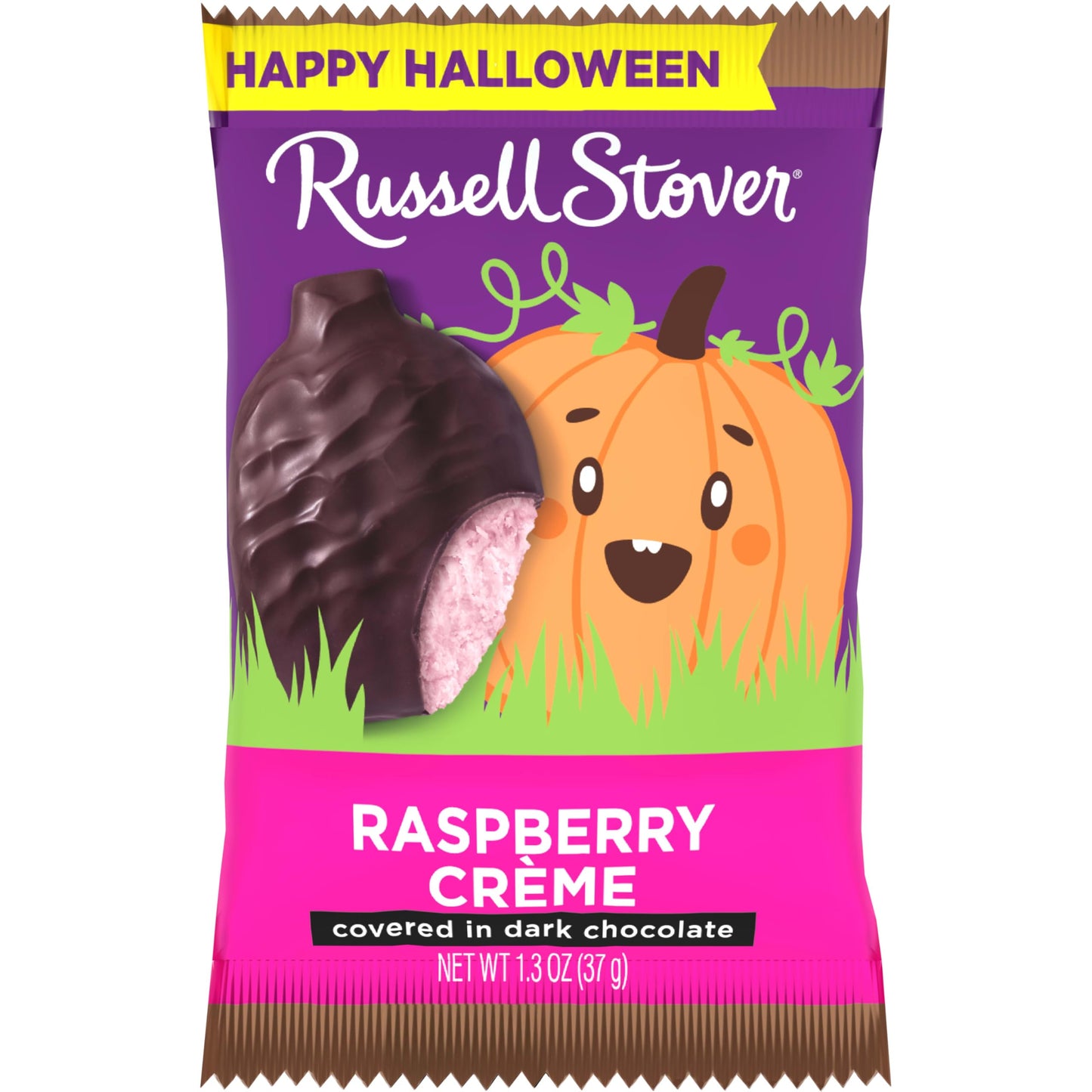 RUSSELL STOVER Halloween Dark Chocolate Raspberry Crme Pumpkin, 1.3 oz. (Pack of 18) - Bulk Halloween Candy