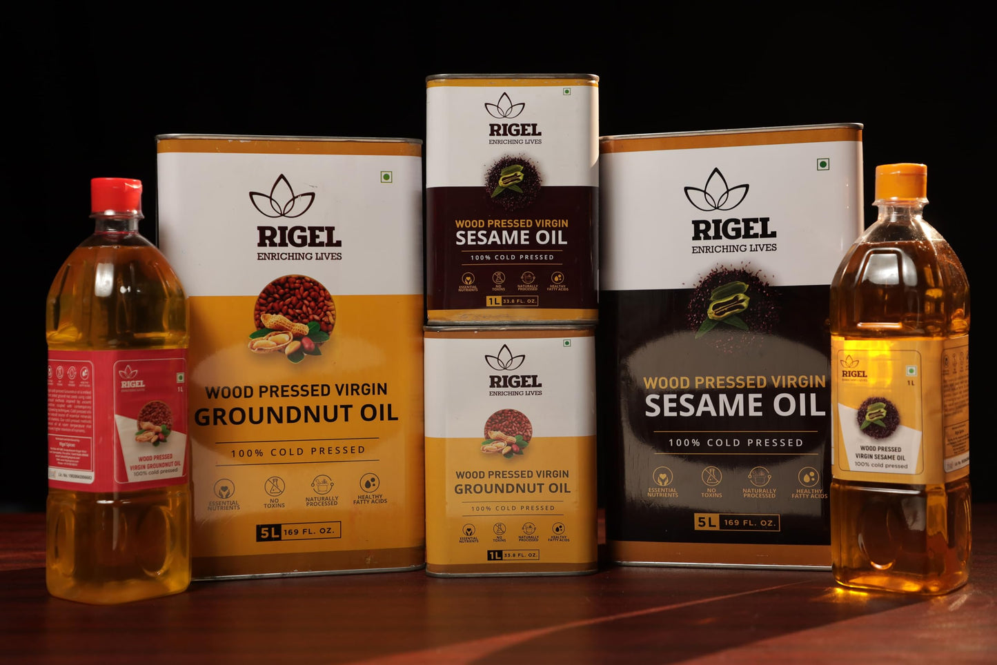 Rigel Spices | Naturally Milled Cold Pressed Peanut Oil 33.8 fl oz(1 L) | No Preservatives