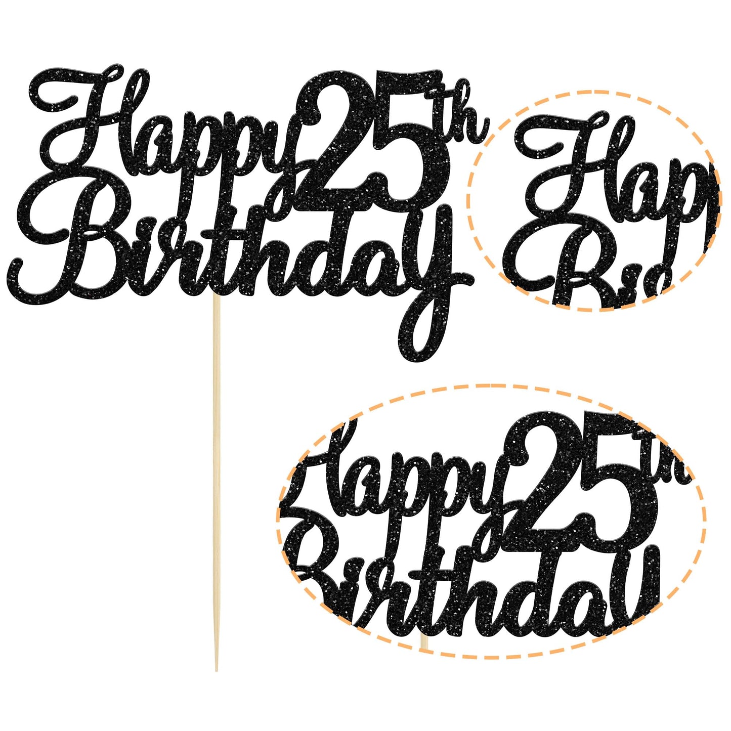 Gyufise 1Pc Happy 25Th Birthday Cake Topper Glitter 25Th Birthday Cake Pick Cheers To 25 Years Old Twenty Five Fabulous Cake Dec