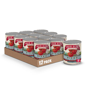 Muir Glen Organic Fire Roasted Diced Tomatoes No Salt Added, 28 oz (Pack of 12)