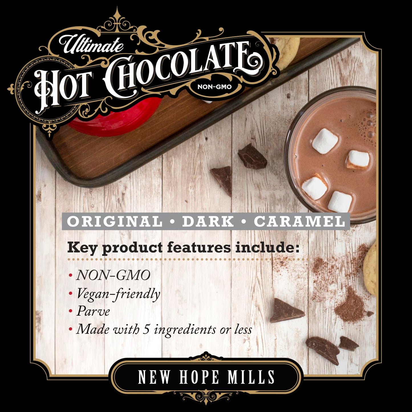 Ultimate Hot Chocolate, By New Hope Mills, Non-Gmo, 16Oz, Vegan (Ultimate Caramel)