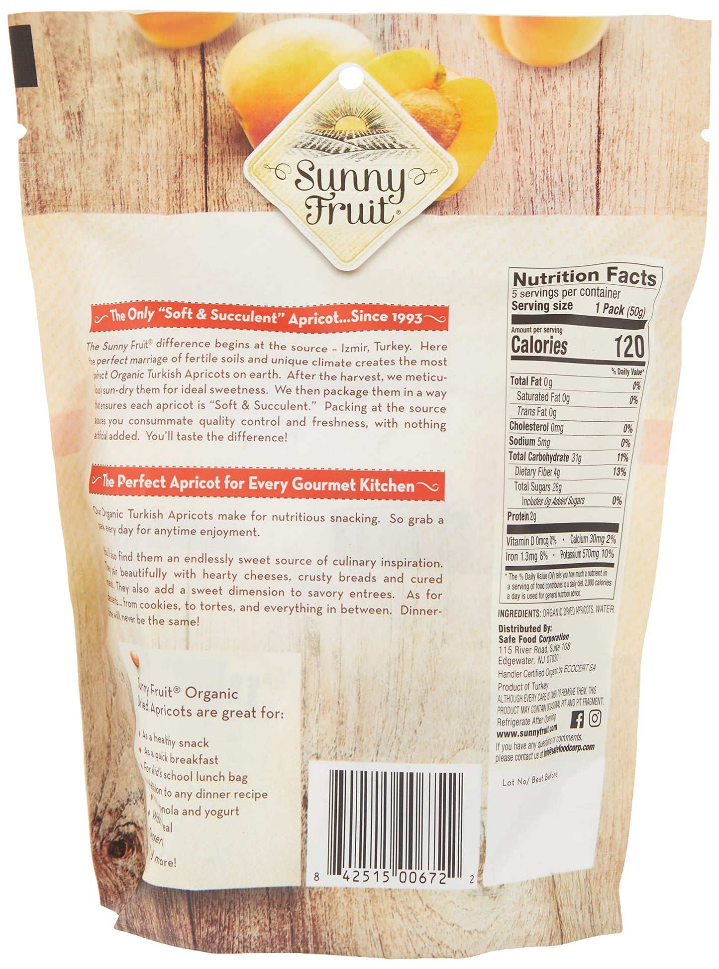 Sunny Fruit Organic Apricots, Soft and Succulent Dried Turkish Apricots