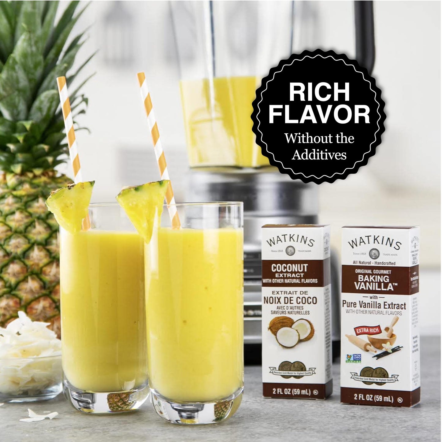 Watkins Coconut Extract with Other Natural Flavors, 2 oz. Bottles, Pack of 6 (Packaging May Vary)