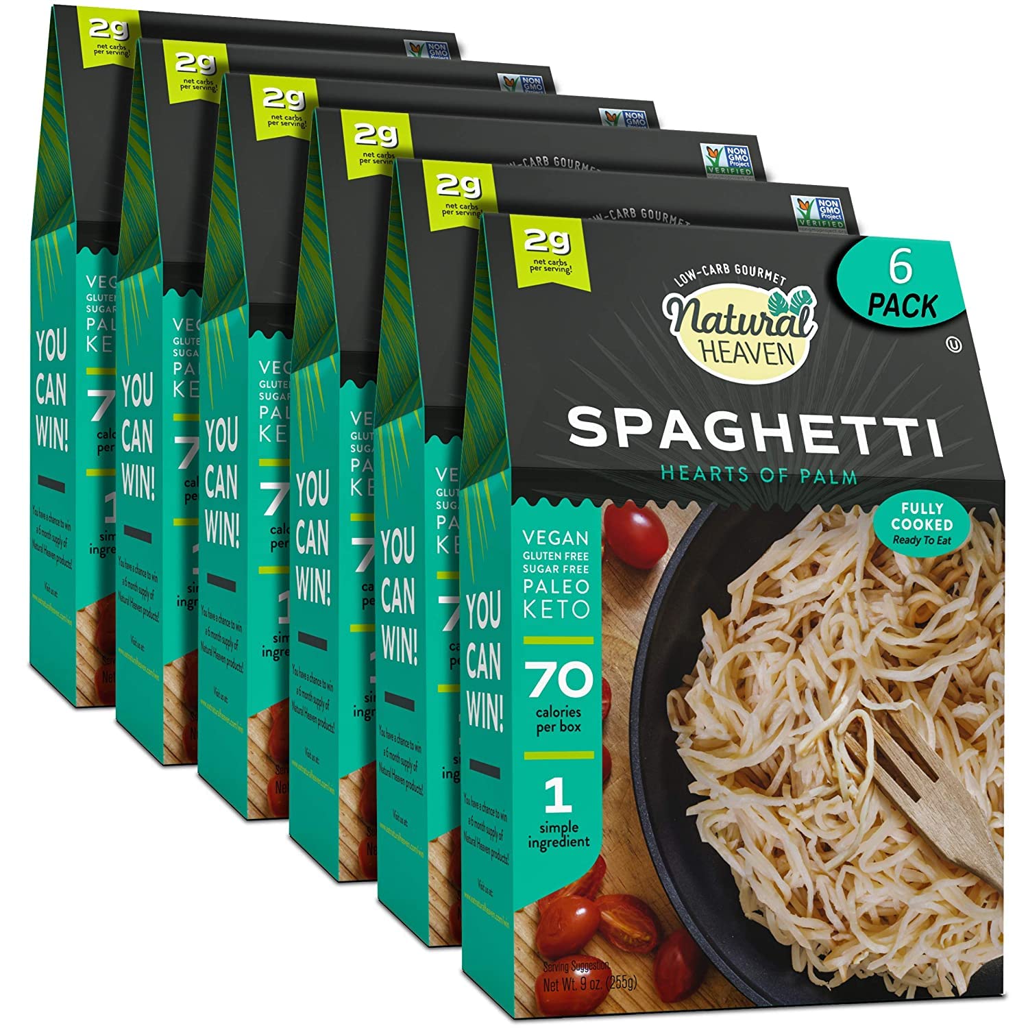 Natural Heaven Hearts Of Palm Pasta, Spaghetti Noodles - Low Carb Pasta, Gluten-Free, Paleo, Keto Pasta Noodles, Plant-Based Hea