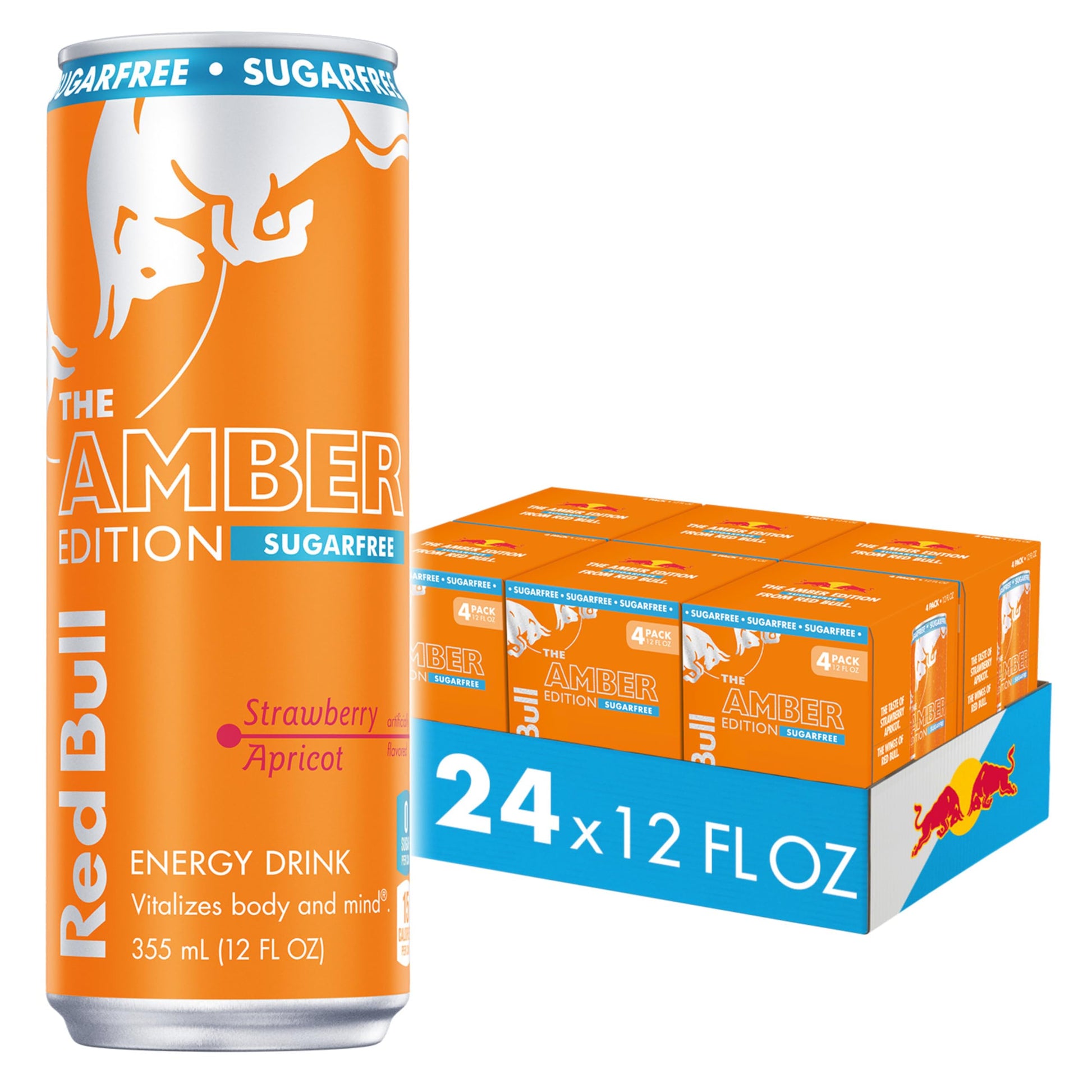 Red Bull Sugar Free Energy Drink, Strawberry Apricot, 114mg Caffeine, 12 Fl Oz, 24 Pack (6x4)