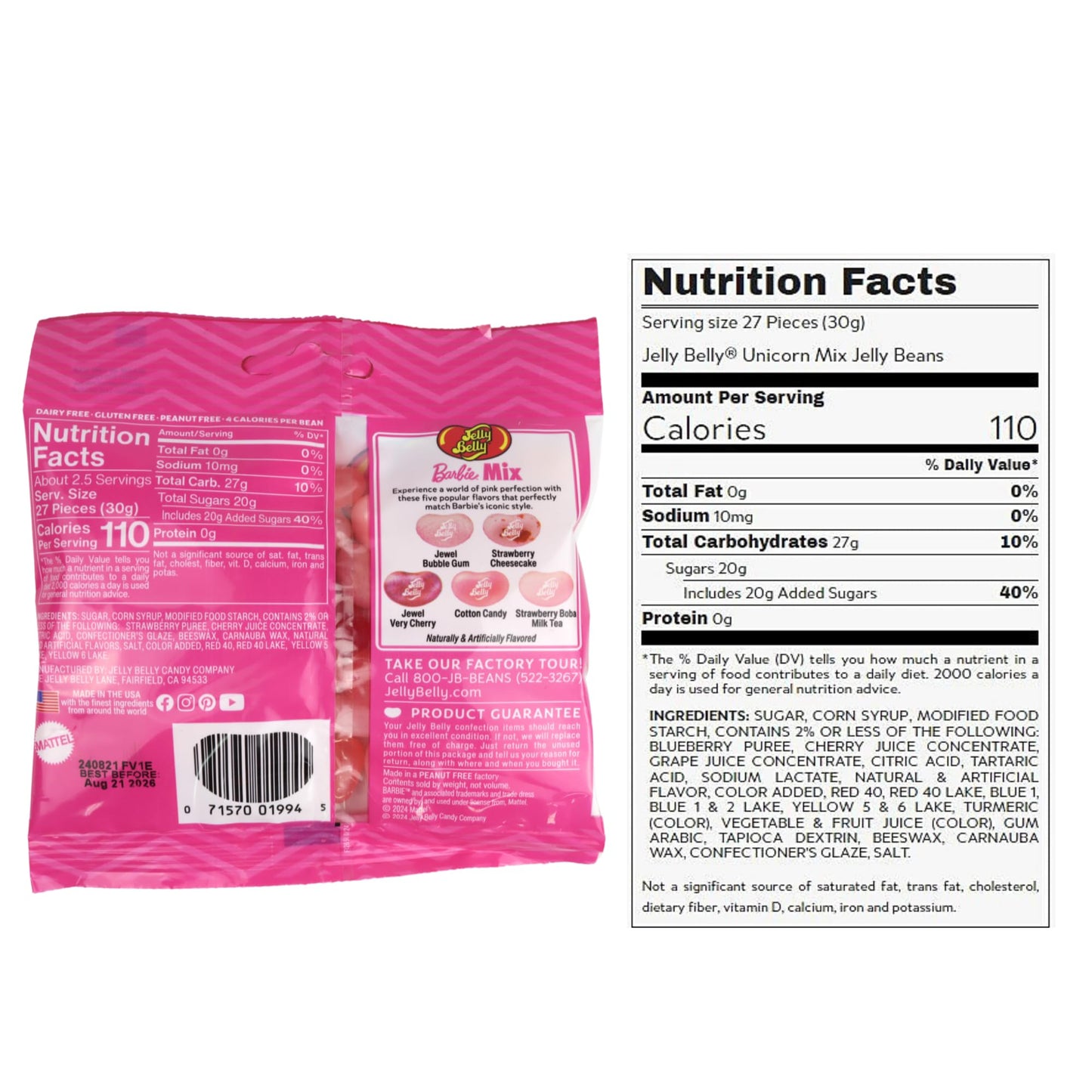 Sweetzo Barbie and Unicorn Jelly Beans Mix, Assorted Chewy Candies, Pack of 2, 2.8 and 3.5 Ounces, Easter Basket Stuffer