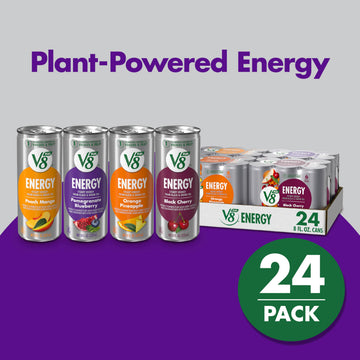 V8 Energy Drink Variety Pack, Pomegranate Blueberry & Black Cherry, 8 FL OZ Can, 24 Cans (4 Packs of 6)