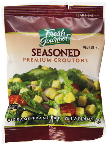 Fresh Gourmet Premium Croutons | Seasoned | 0.25 Ounce, Pack Of 250 | Single Serve | Crunchy Salad Topper