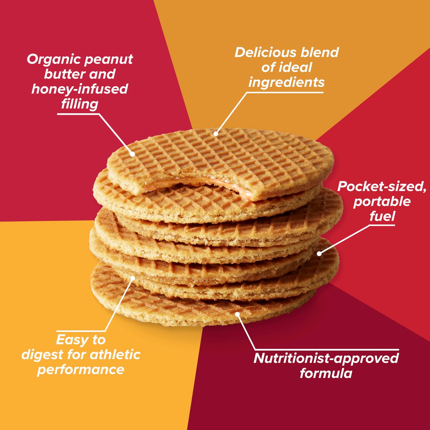 Honey Stinger Organic Peanut Butter Strawberry Waffle, Energy Stroopwafel For Exercise, Endurance And Performance, Sports Nutrit