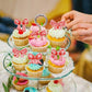Cyodoos 40Pcs Edible Red Bowknot Cupcake Toppers Wafer Paper Bowknot Cake Dessert Picks Baby Shower Princess Cupcake Toppers For