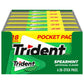 Trident Spearmint Sugar-Free Chewing Gum, 28 Pieces per Pack, 6 Pocket Packs, Green