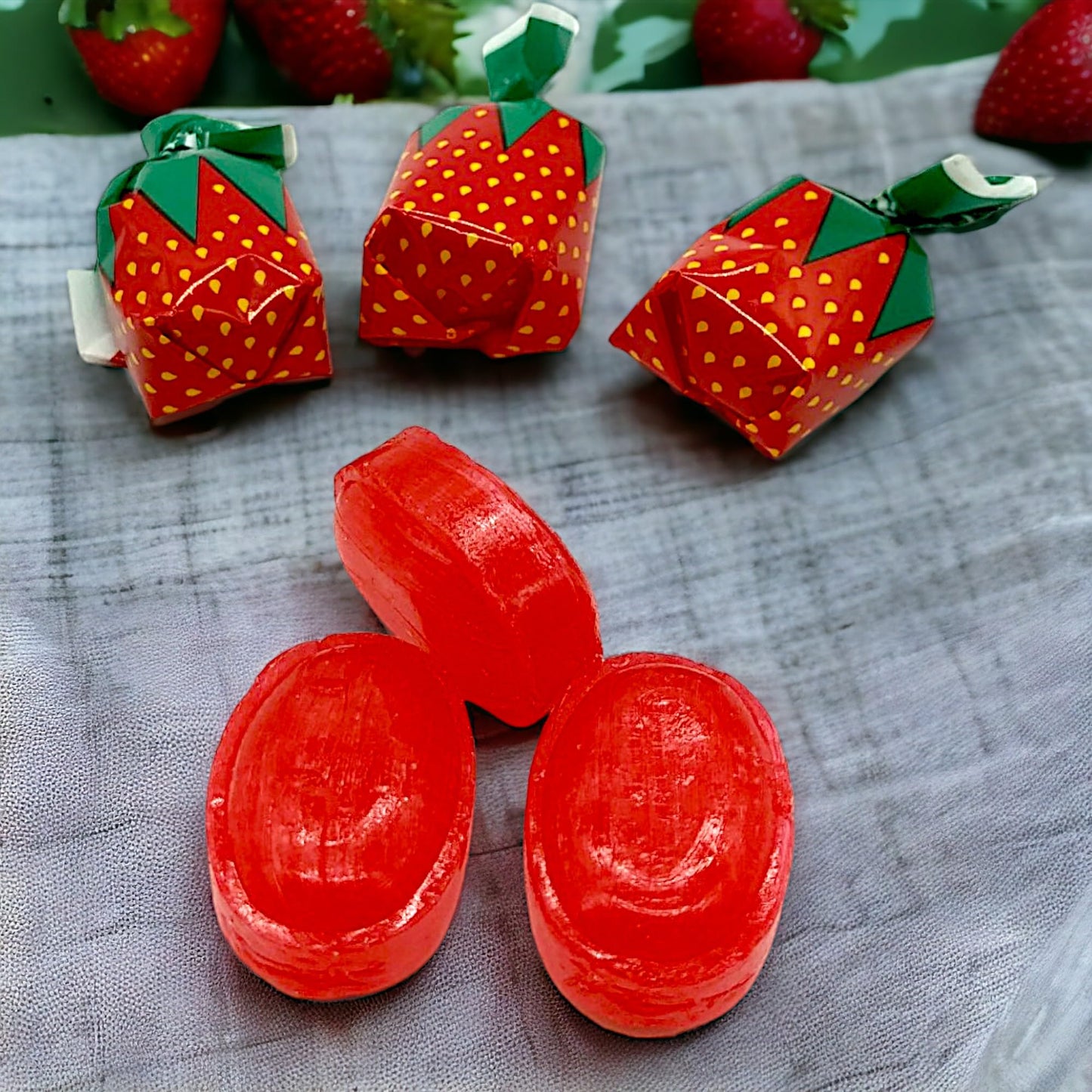KLUB BULK Gourmet Strawberry Hard Candy - Individually Wrapped Bon Bons - 1.5 lbs (Approx. 100 Pieces) - Medium Size