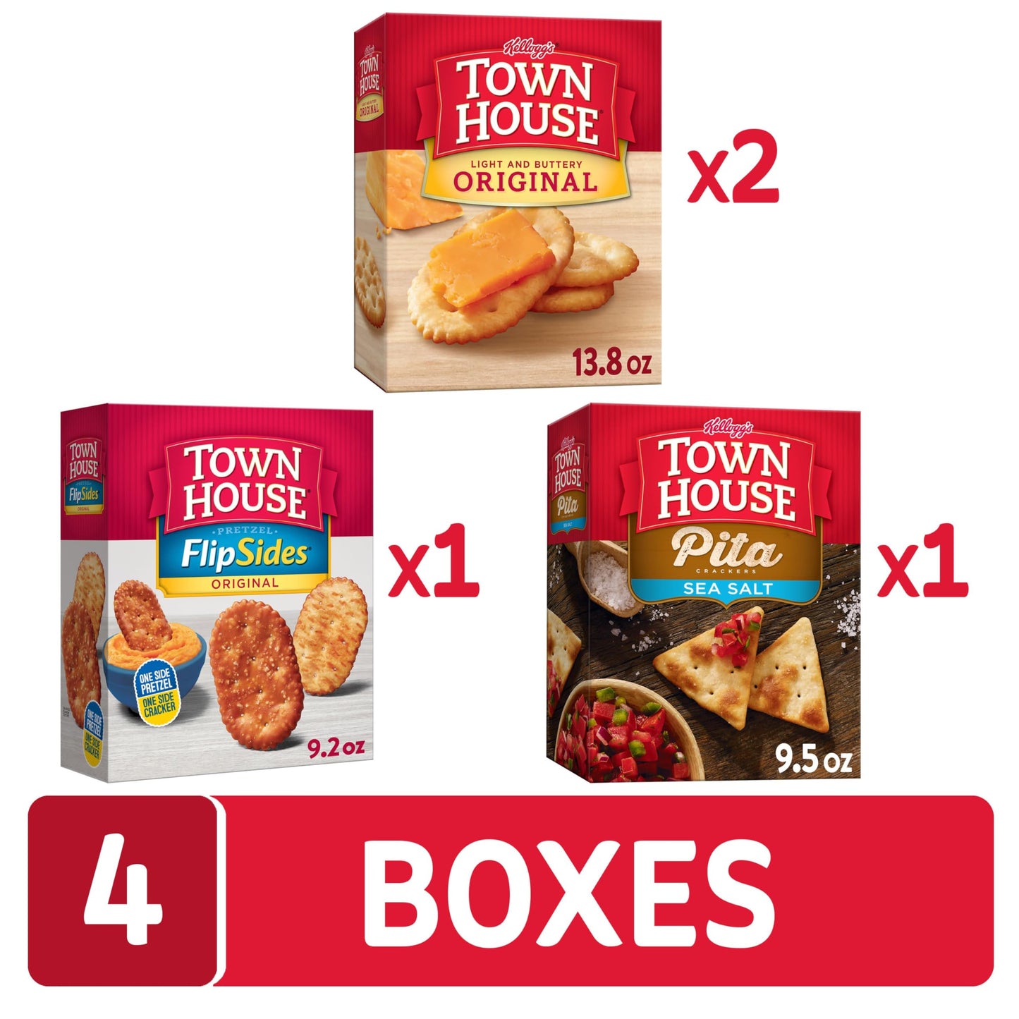 Kellogg'S Town House Crackers, Party Snacks, Party Pack, Variety Pack (4 Boxes)