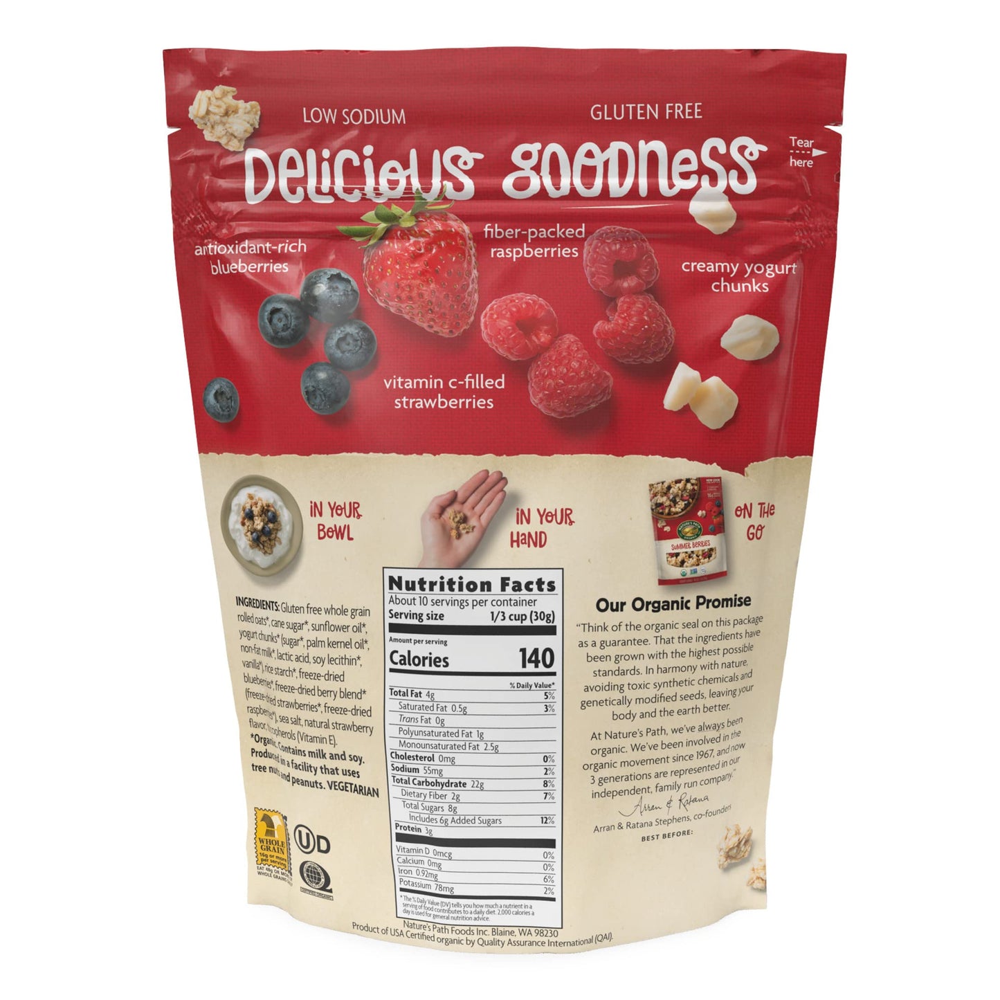 Nature s Path Organic Summer Berries Granola, 11 oz (Pack of 8), Gluten Free, Non-GMO