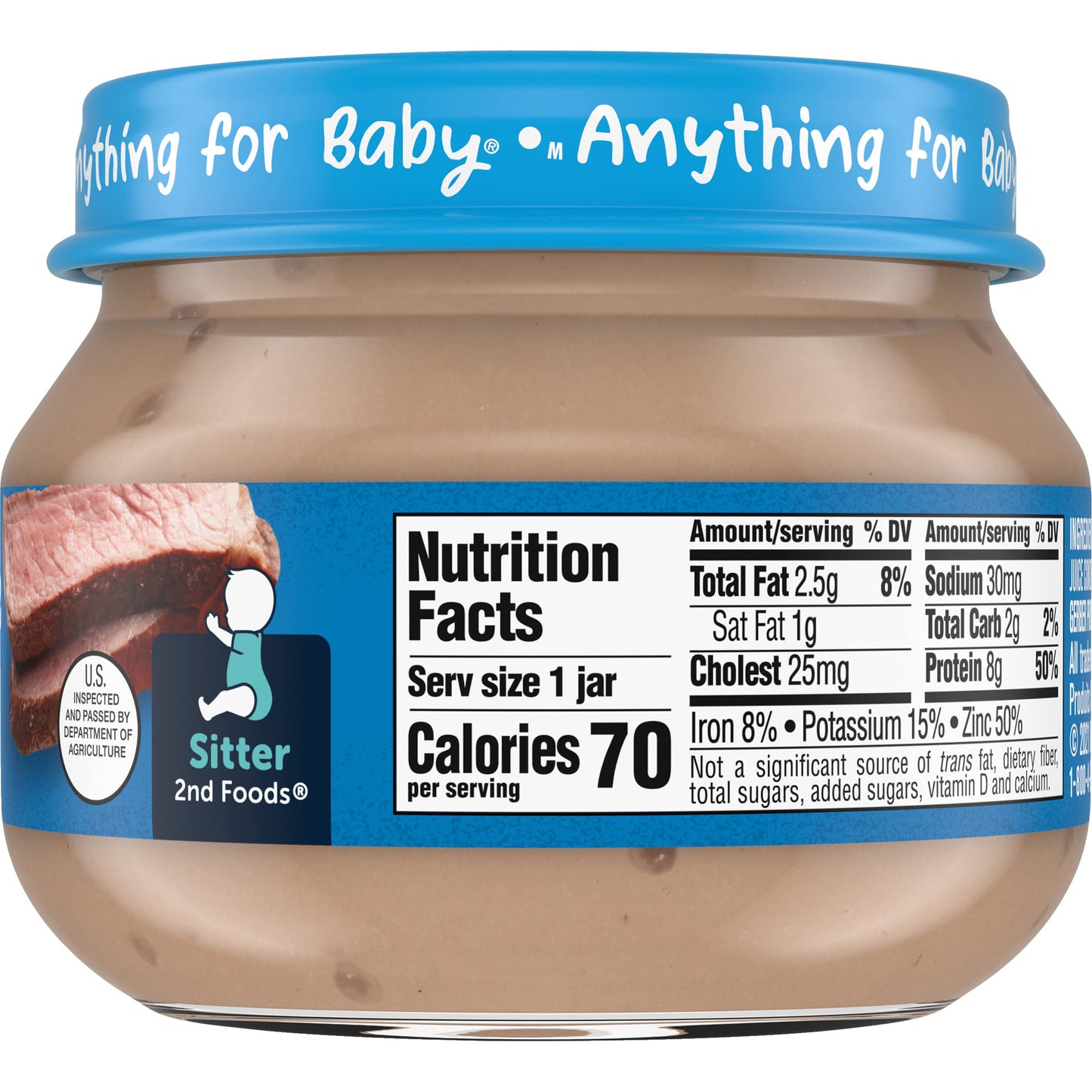Gerber Mealtime For Baby 2Nd Foods Baby Food Jar, Non-Gmo Pureed Baby Food With Essential Nutrients (Beef) 2.5 Oz. (Pack Of 20)