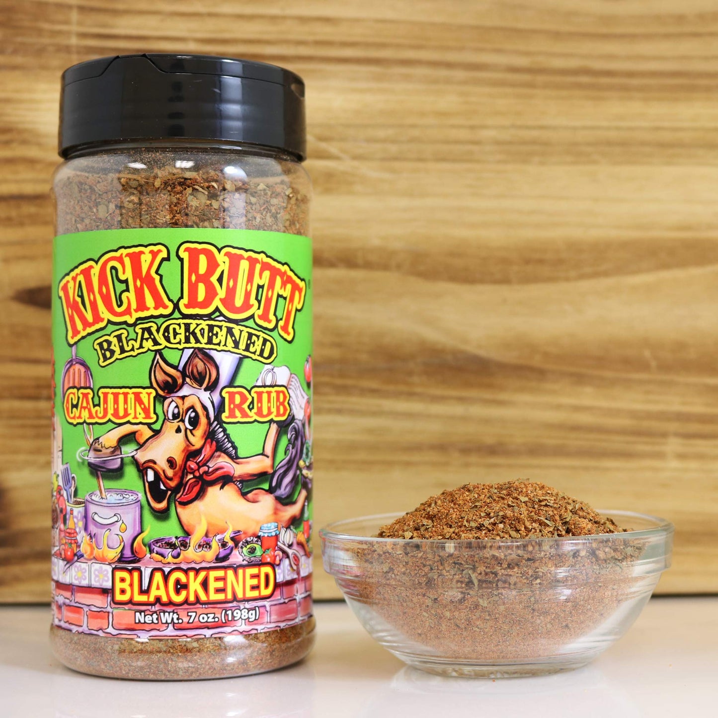 Kick Butt Gourmet Cajun Seasoning Spice Shaker - Spicy Cajun Seasoning Rub (7 oz) - Use for Creole Seasoning (Blackened Cajun)