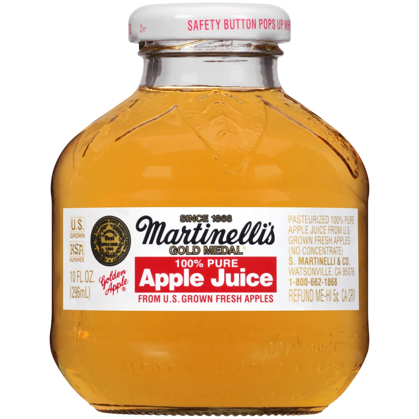 Martinelli'S Gold Medal, 100% Apple Juice, 10Oz Glass Bottle (Pack Of 6, Total Of 60 Oz)