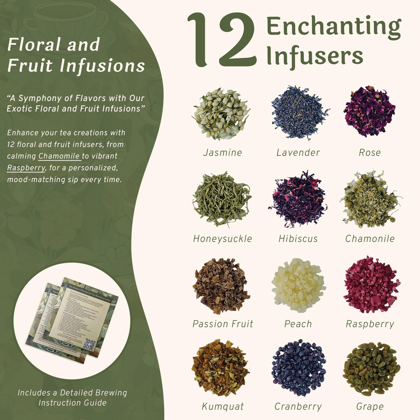 Lyon Diy Tea Blending Set-16 Tin Variety Pack-Premium Herbal Tea & Exotic Floral/Fruit Flavor Infusers - Create 75+ Cups W/Assor