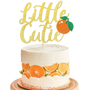 1 Pcs Little Cutie Cake Topper Glitter Fruit Orange Cake Pick For Citrus Theme Baby Shower Kids Boys Girls Birthday Party Cake D