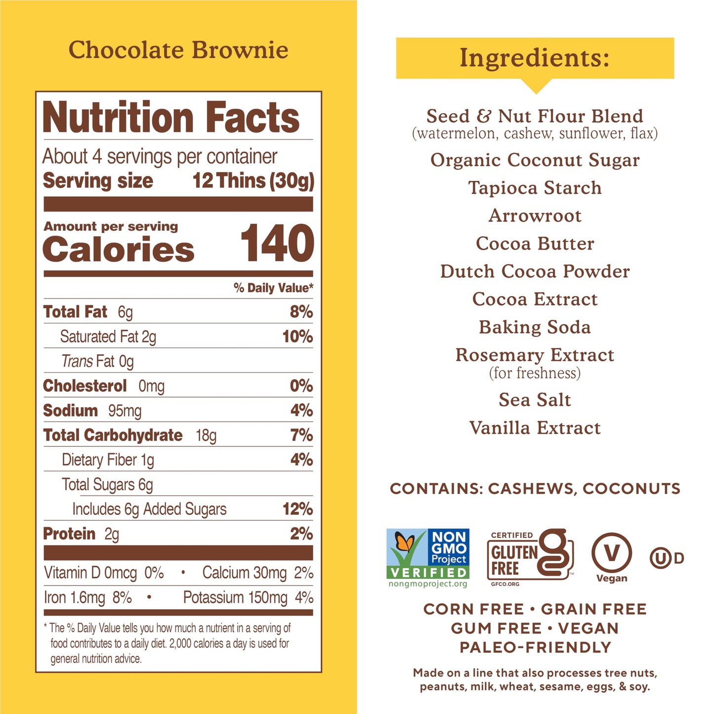 Simple Mills Sweet Thins Cookies, Seed And Nut Flour, Chocolate Brownie - Gluten Free, Paleo Friendly, Healthy Snacks, 4.25 Ounce (Pack Of 6)