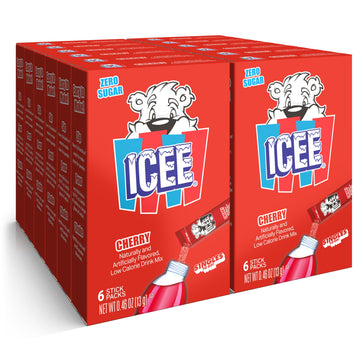 ICEE Singles To Go Water Drink Mix - Powder Sticks, 12 Boxes with 6 Packets Each - 72 Total Servings, Cherry, Pack of 12
